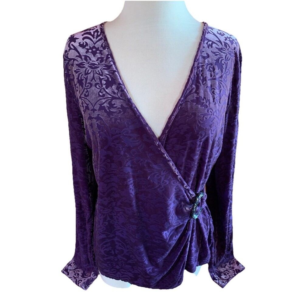Purple Burnout Velvet Top Stretchy Beaded Ring Size Large Josephine Chaus Soft